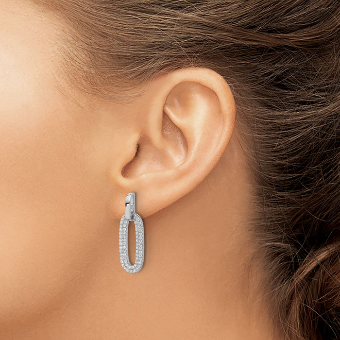 925 Sterling Silver Cubic Zirconia CZ Post Drop Dangle Earrings