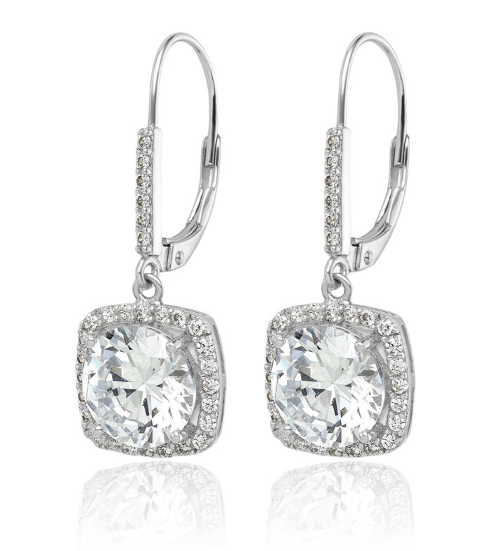 925 Sterling Silver Cubic Zirconia CZ Drop Dangle Earrings