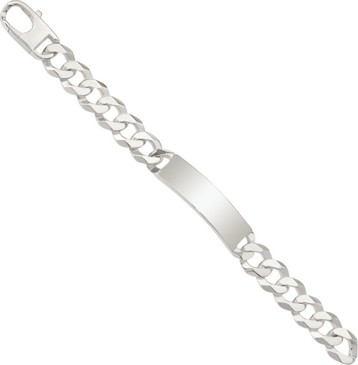 925 Sterling Silver Curb Link Name Bar Identification ID Bracelet