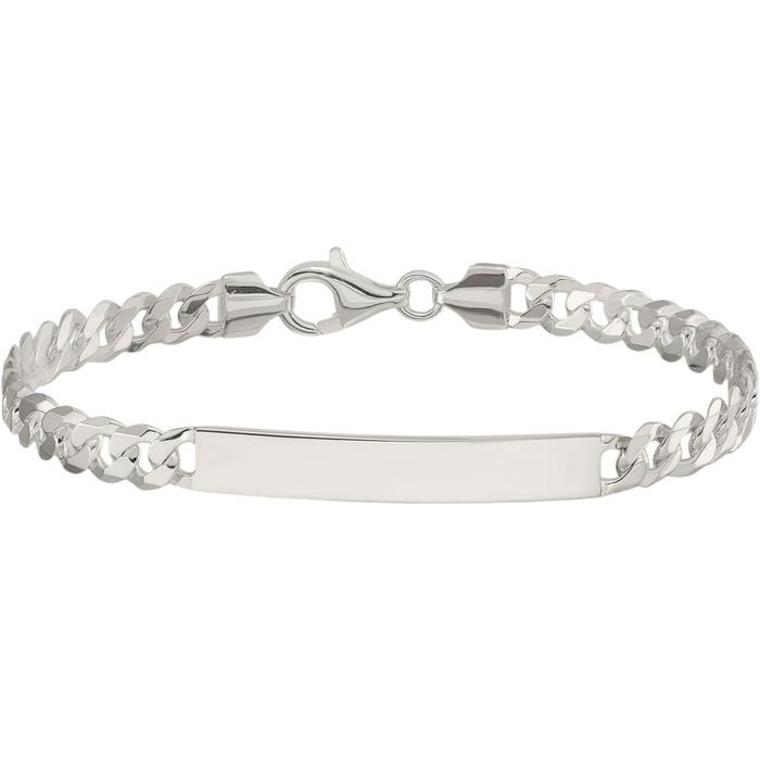 925 Sterling Silver Curb Link Name Bar Identification ID Bracelet