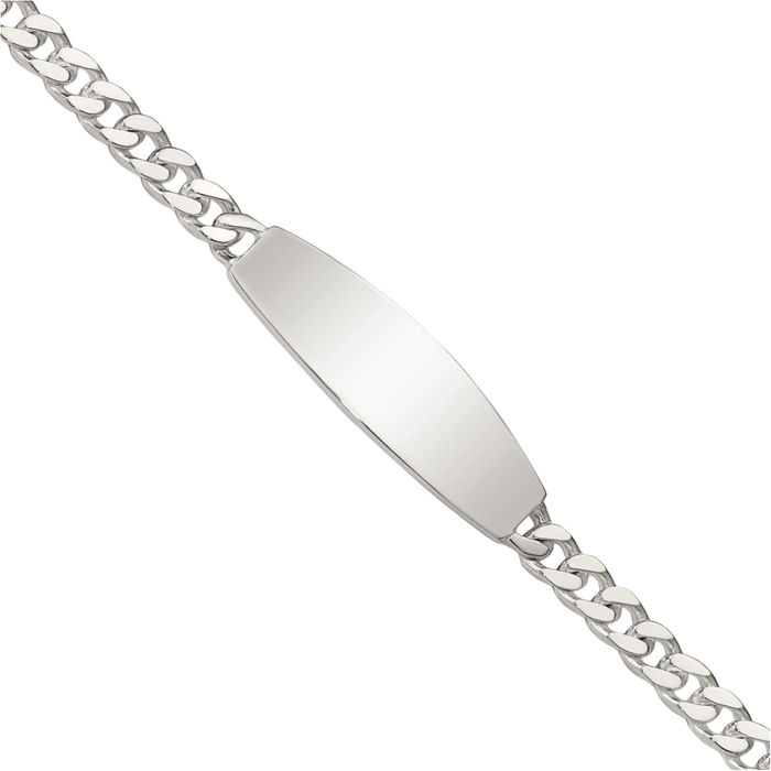 925 Sterling Silver Curb Link Name Bar Identification ID Bracelet