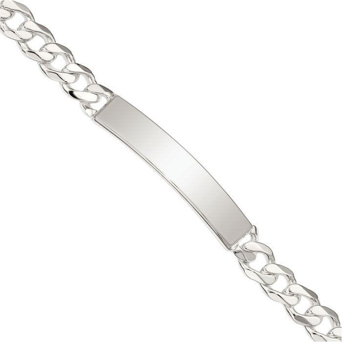 925 Sterling Silver Curb Link Name Bar Identification ID Bracelet