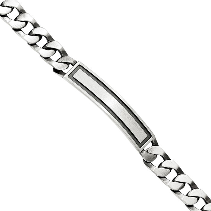 925 Sterling Silver Vintage Curb Link Name Bar Identification ID Bracelet