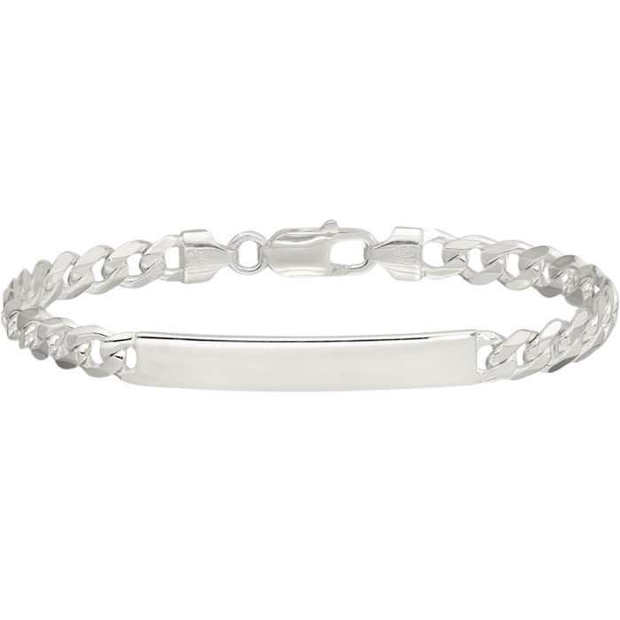 925 Sterling Silver Curb Link Name Bar Identification ID Bracelet