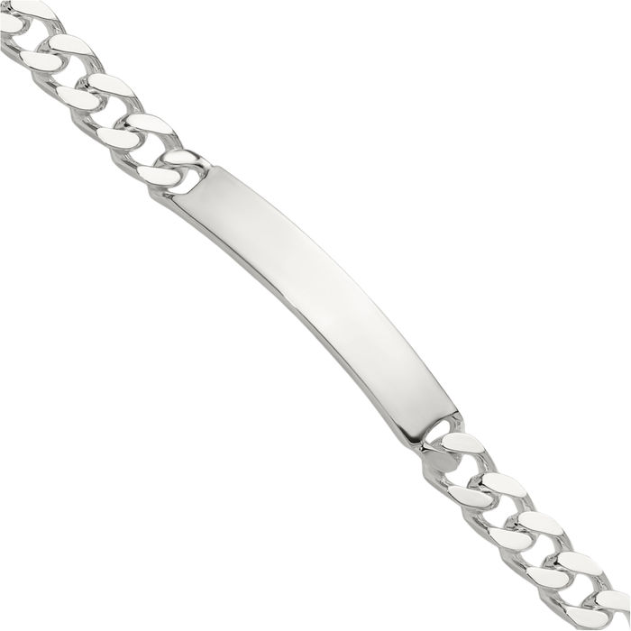 925 Sterling Silver Curb Link Name Bar Identification ID Bracelet