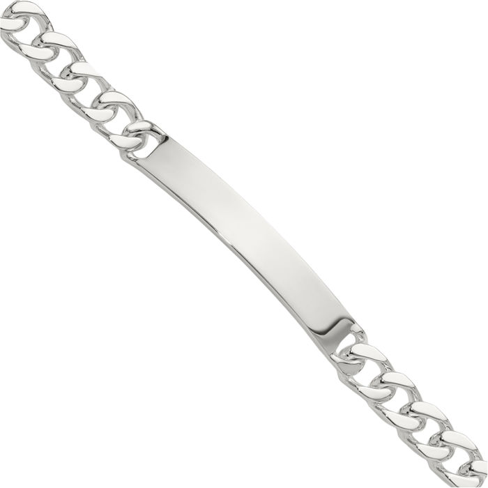 925 Sterling Silver Curb Link Name Bar Identification ID Bracelet