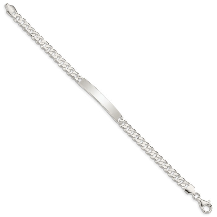 925 Sterling Silver Curb Link Name Bar Identification ID Bracelet