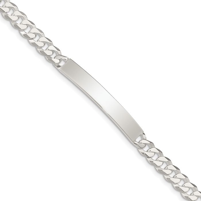 925 Sterling Silver Curb Link Name Bar Identification ID Bracelet