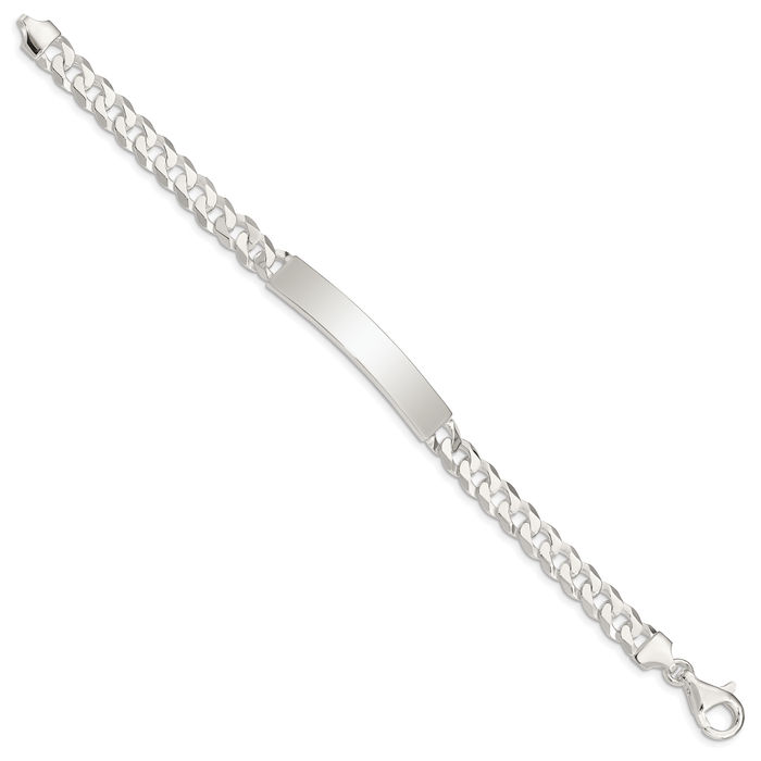 925 Sterling Silver Curb Link Name Bar Identification ID Bracelet