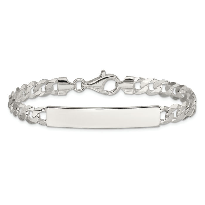 925 Sterling Silver Curb Link ID Bracelet