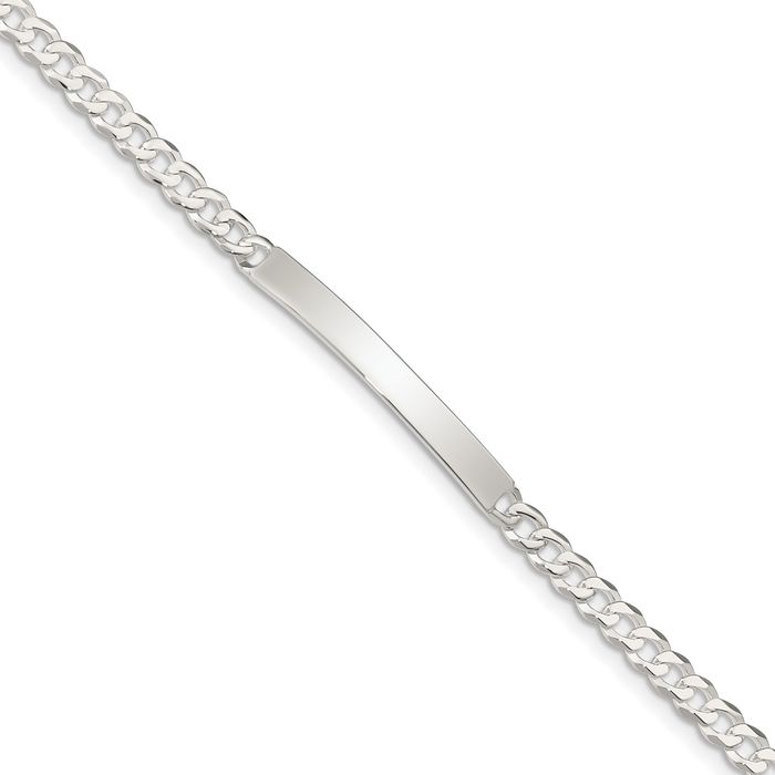 925 Sterling Silver Curb Link Name Bar Identification ID Bracelet