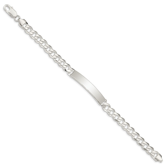 925 Sterling Silver Curb Link Name Bar Identification ID Bracelet