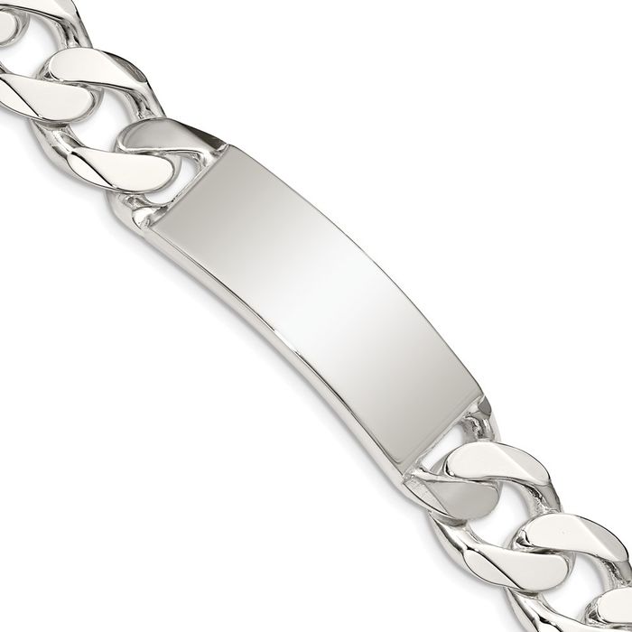 925 Sterling Silver Curb Link ID Bracelet - Picture 7 of 12