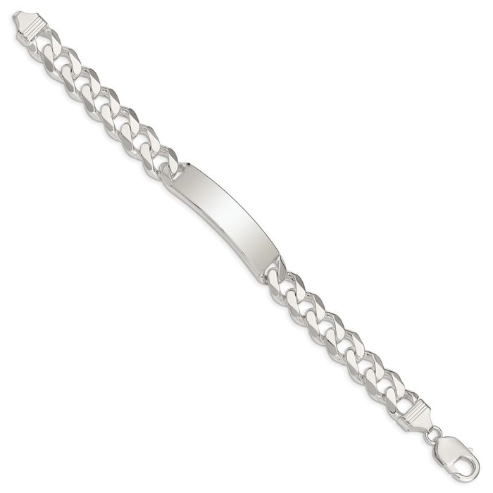 925 Sterling Silver Curb Link Name Bar Identification ID Bracelet