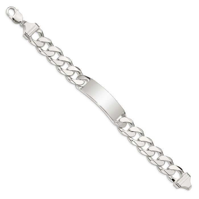 925 Sterling Silver Curb Link ID Bracelet - Picture 8 of 12