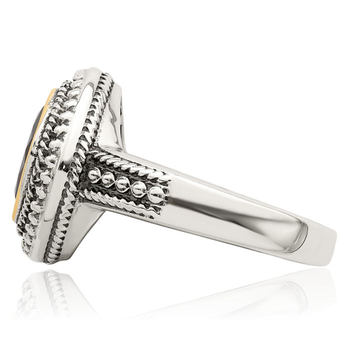 925 Sterling Silver Vintage Cushion-Cut Red Garnet Ring Gemstone Band