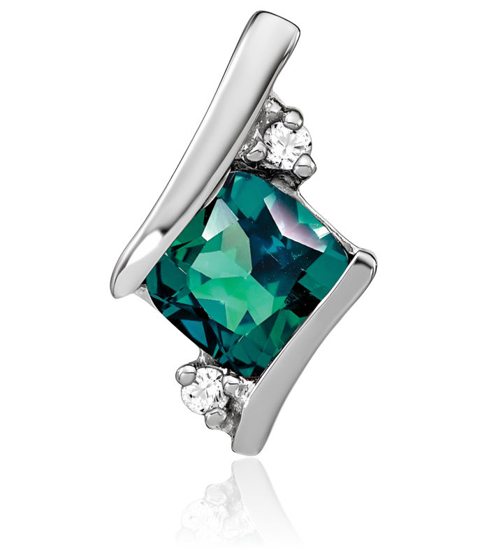 925 Sterling Silver Vintage Cushion-Cut Lab Alexandrite Diamond Necklace Chain Pendant Charm April June Birthstone Jewelry