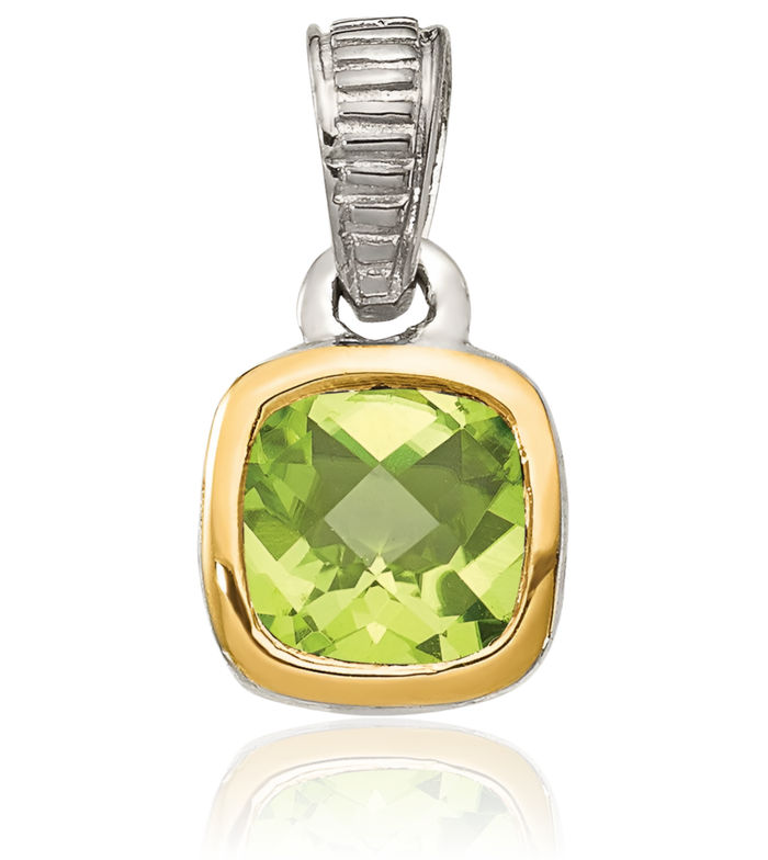 925 Sterling Silver Cushion-Cut Green Peridot Necklace Gemstone Pendant Charm August Birthstone Jewelry