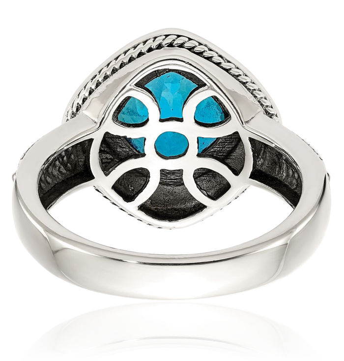 Sterling Silver Cushion Cut Sky Blue Topaz And London Blue Topaz Ring