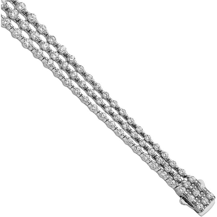 925 Sterling Silver Cubic Zirconia CZ 3 Strand Layering Chain Bracelet