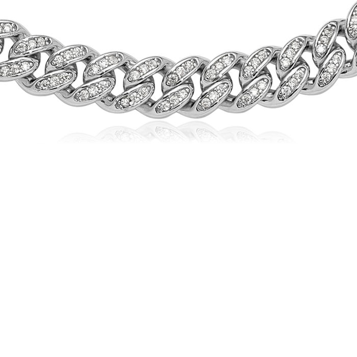 925 Sterling Silver Cubic Zirconia CZ 6mm Curb Link Chain Necklace