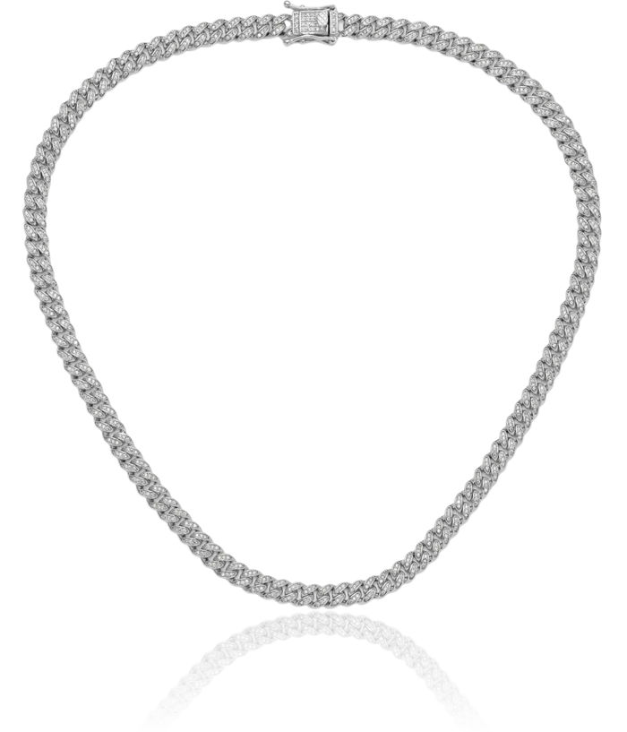 925 Sterling Silver Cubic Zirconia CZ 6mm Curb Link Chain Necklace