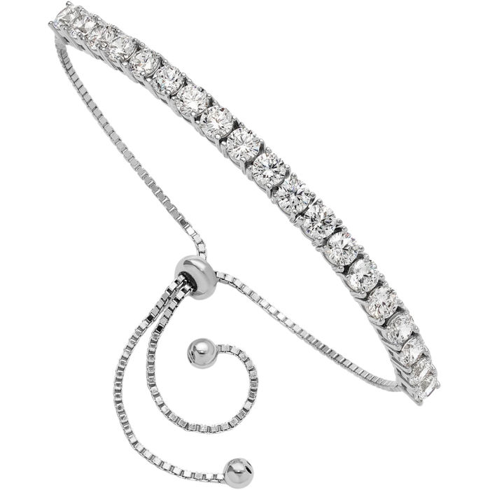 925 Sterling Silver Cubic Zirconia CZ Adjustable Tennis Bracelet