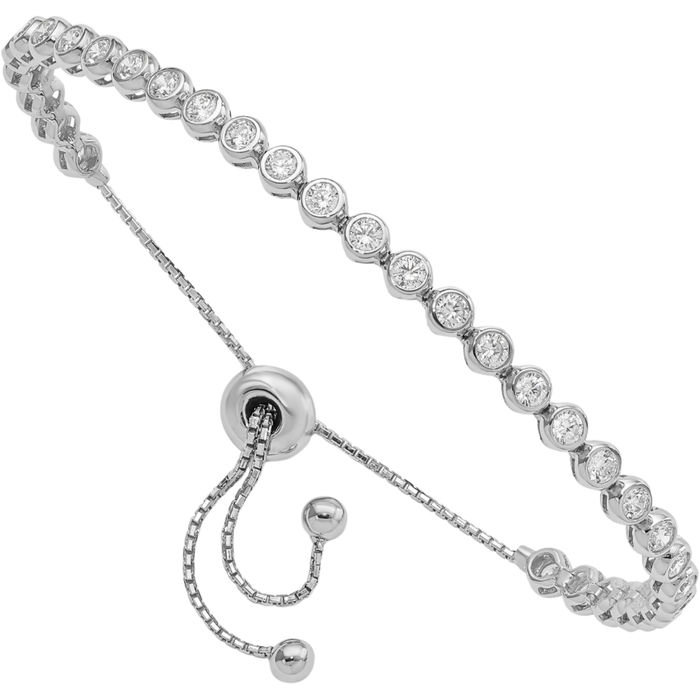 925 Sterling Silver Cubic Zirconia CZ Adjustable Wrap Bracelet