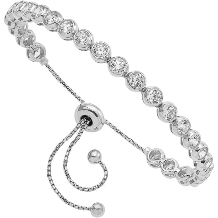 925 Sterling Silver Cubic Zirconia CZ Adjustable Wrap Bracelet