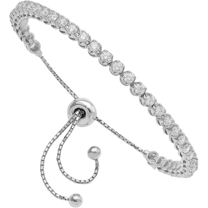 925 Sterling Silver Cubic Zirconia CZ Adjustable Wrap Bracelet