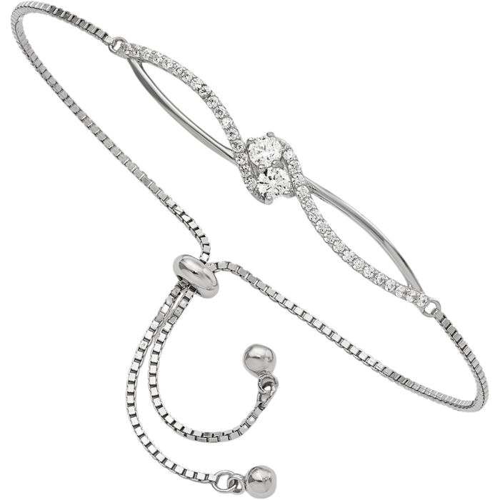 925 Sterling Silver Cubic Zirconia CZ Adjustable Wrap Bracelet