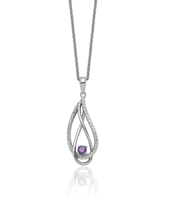 925 Sterling Silver Cubic Zirconia CZ Always My Heart Necklace Chain February Birthstone Jewelry