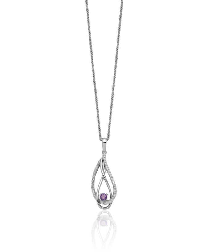 925 Sterling Silver Cubic Zirconia CZ Always My Heart Necklace Chain February Birthstone Jewelry