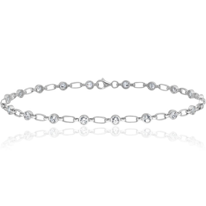 925 Sterling Silver Cubic Zirconia CZ Anklet Summer Beach Foot Ankle Bracelet