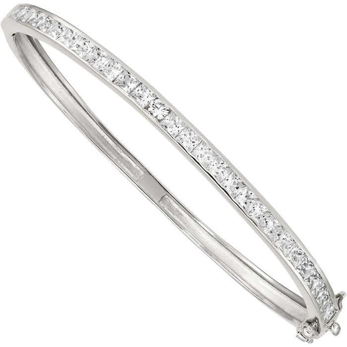 925 Sterling Silver Cubic Zirconia CZ Bangle Bracelet