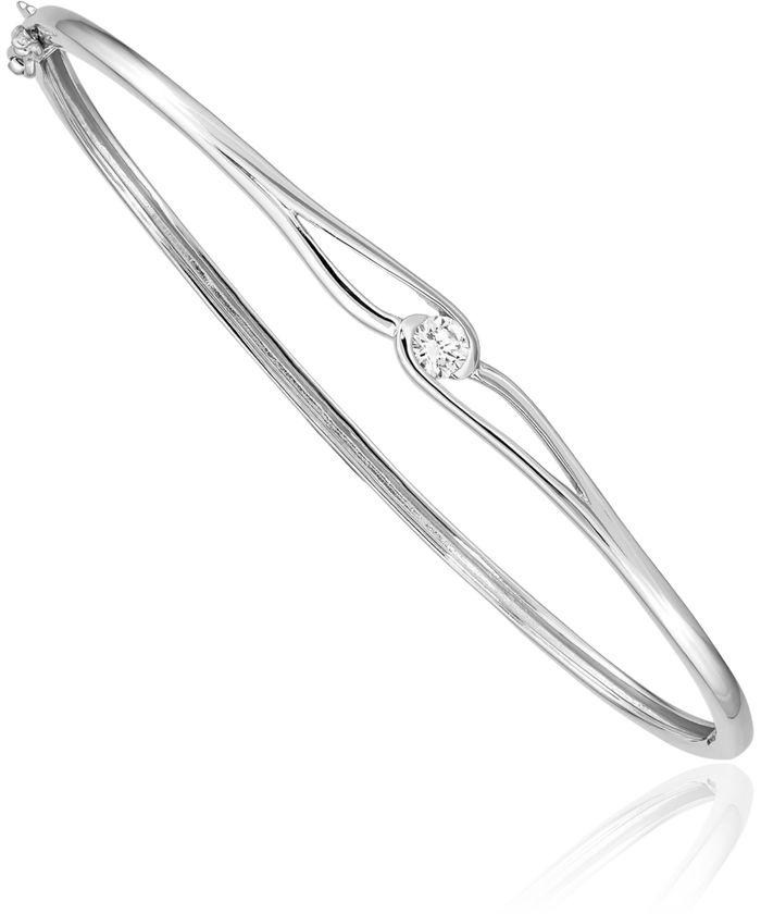 925 Sterling Silver Cubic Zirconia CZ Bangle Bracelet