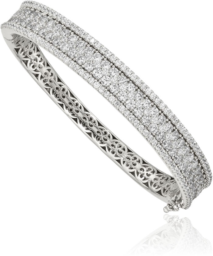 925 Sterling Silver Cubic Zirconia CZ Bangle Bracelet