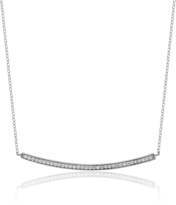 925 Sterling Silver Cubic Zirconia CZ Bar Chain Necklace