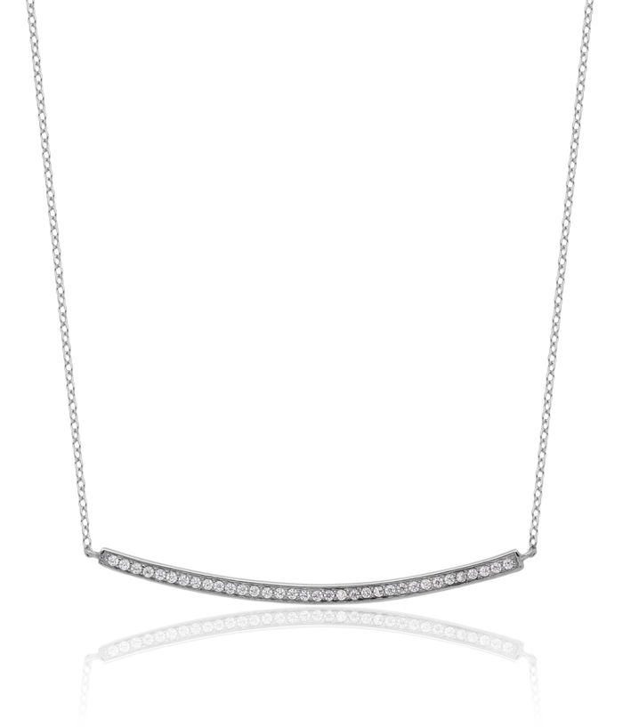 925 Sterling Silver Cubic Zirconia CZ Bar Chain Necklace