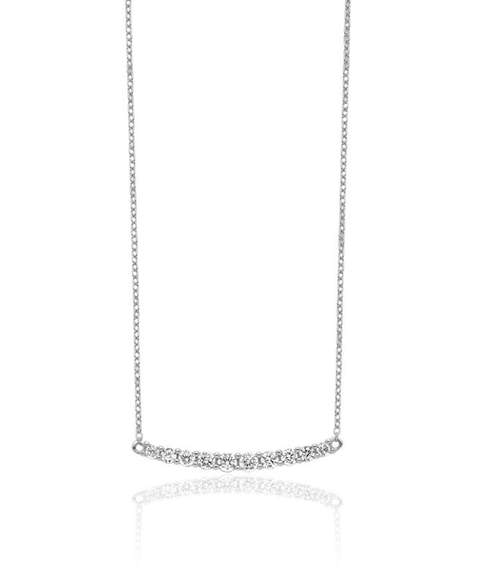 925 Sterling Silver Cubic Zirconia CZ Bar Necklace Chain