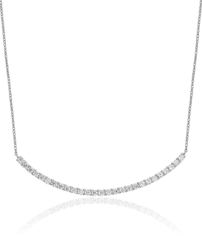 925 Sterling Silver Cubic Zirconia CZ Bar Necklace Chain