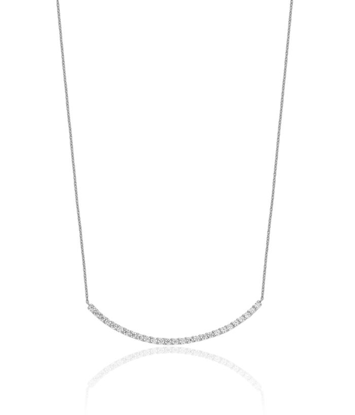 925 Sterling Silver Cubic Zirconia CZ Bar Necklace Chain