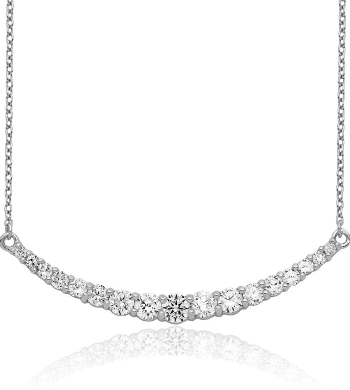 925 Sterling Silver Cubic Zirconia CZ Bar Chain Necklace