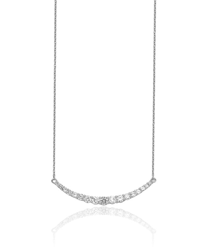 925 Sterling Silver Cubic Zirconia CZ Bar Chain Necklace