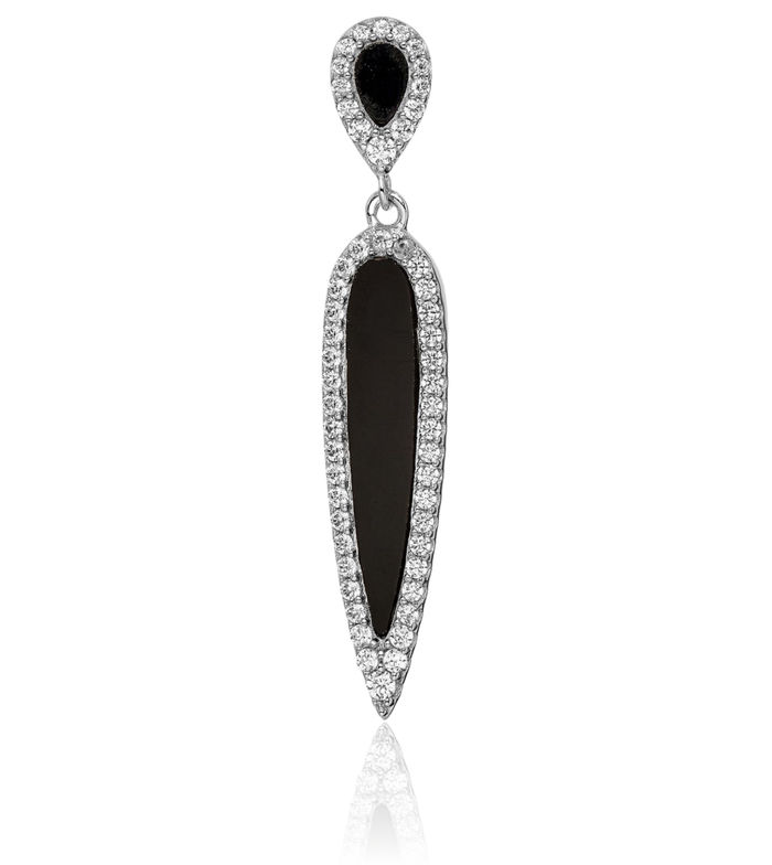 925 Sterling Silver Cubic Zirconia CZ Black Agate Slide Necklace Chain Pendant Charm