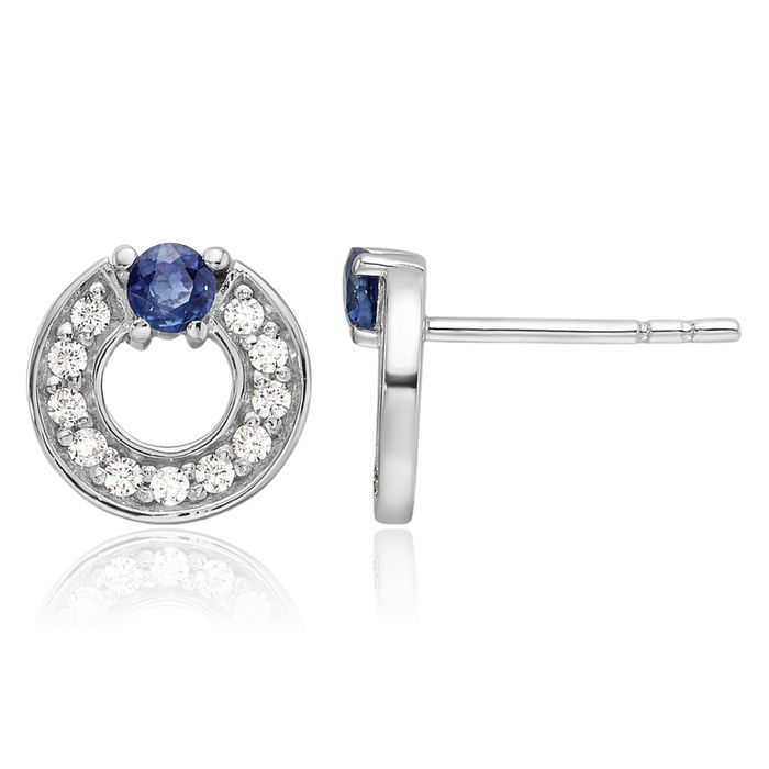 925 Sterling Silver Cubic Zirconia CZ Blue Sapphire Stud Earrings