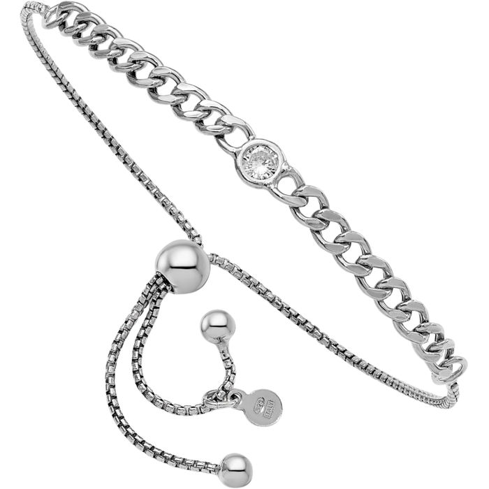 925 Sterling Silver Cubic Zirconia CZ Bolo Wrap Bracelet