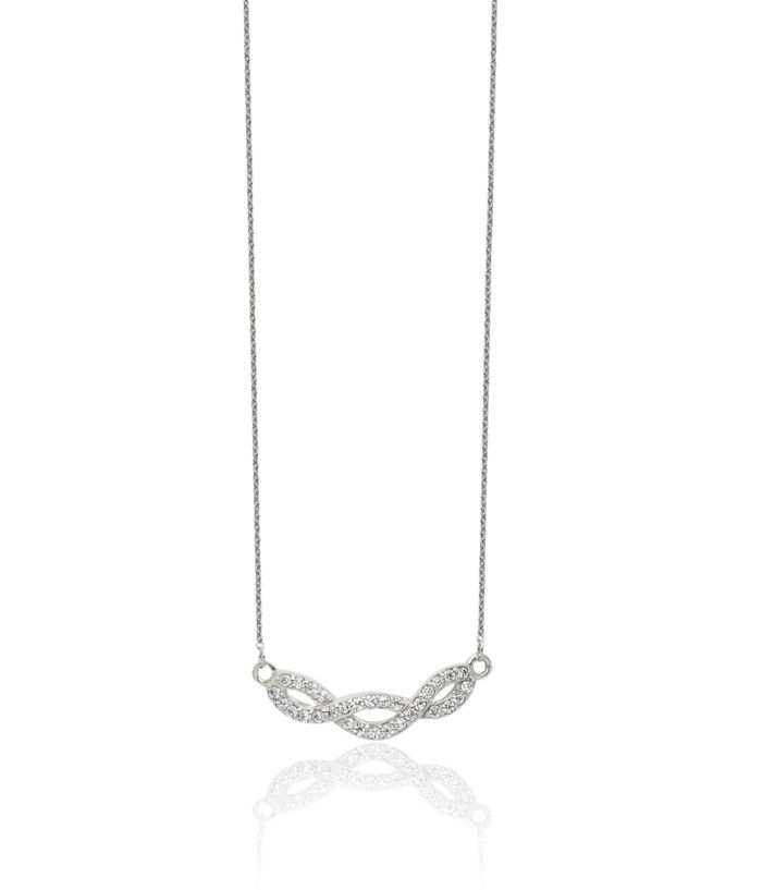 925 Sterling Silver Cubic Zirconia CZ Chain Bar Necklace