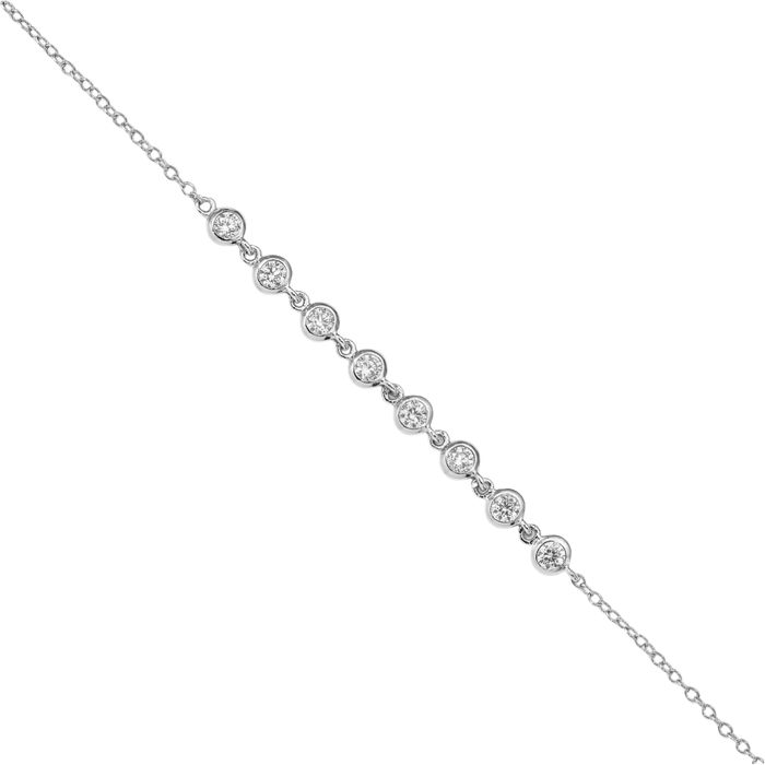 925 Sterling Silver Cubic Zirconia CZ Chain Bracelet