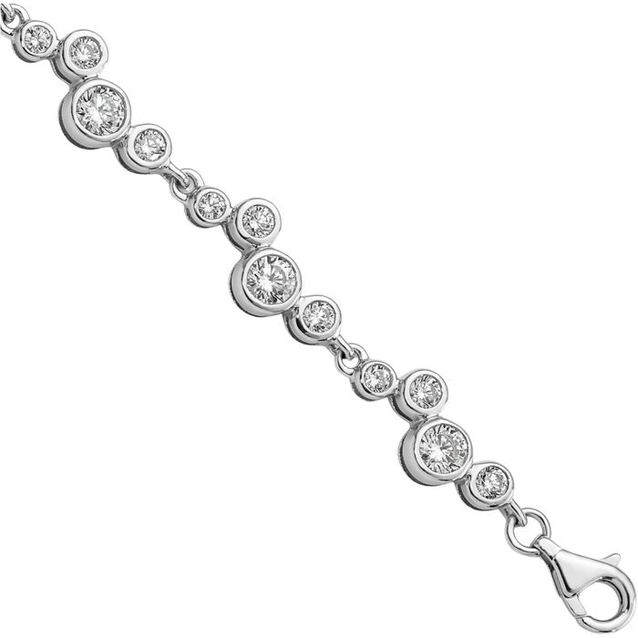 925 Sterling Silver Cubic Zirconia CZ Chain Bracelet